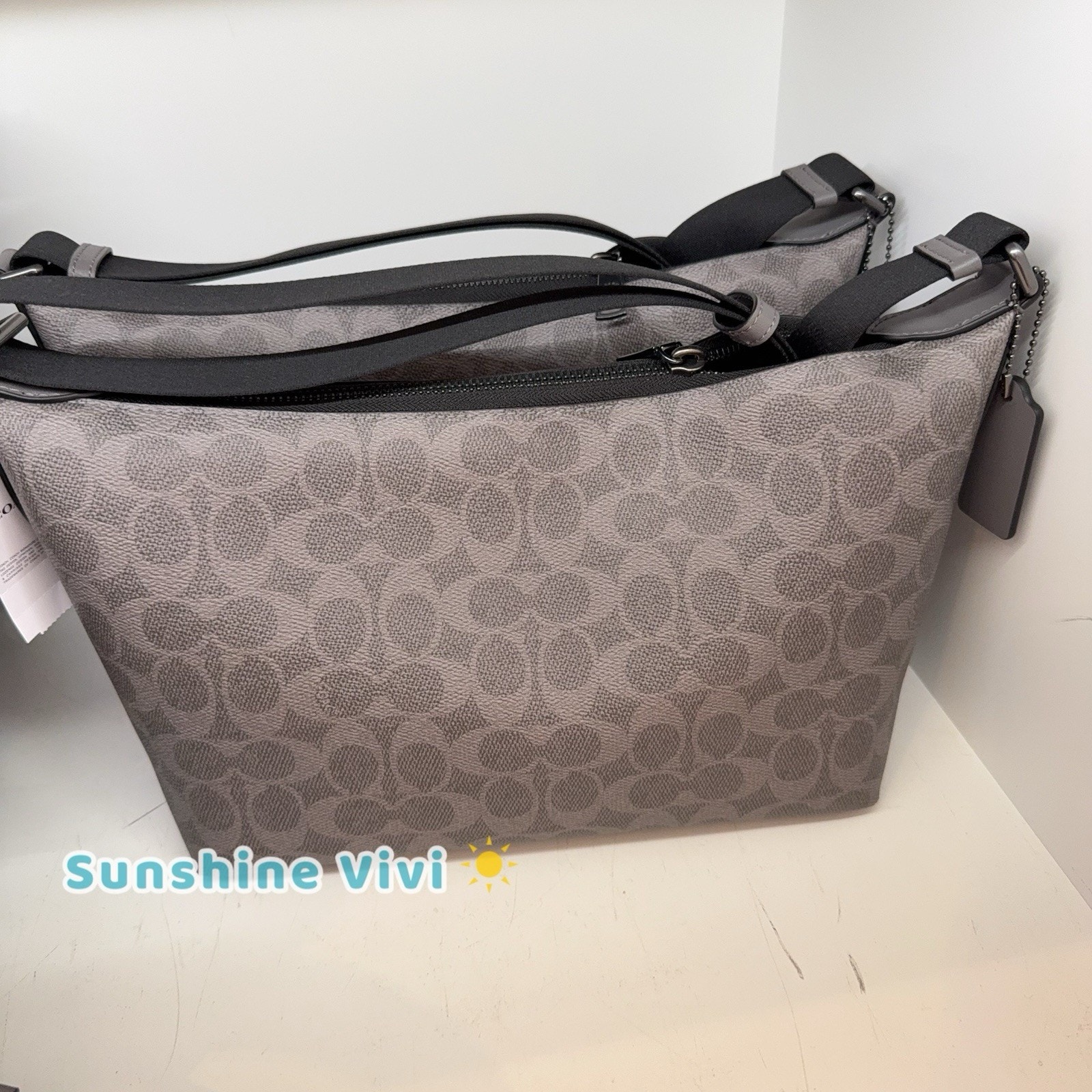 Nwt Coach Finn Crossbody Bag Signature Canvas Ccg21 Grey/Charcoal